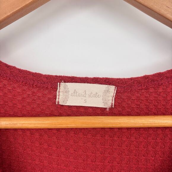 Altard State Rust Button-Down Tie Front V-Neck Waffle Knit Tank Size S - Picture 5 of 5
